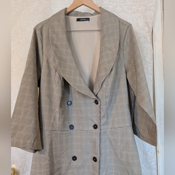 eShakti Full Length Plaid Coat Sz.2X-22W - Picture 5 of 17